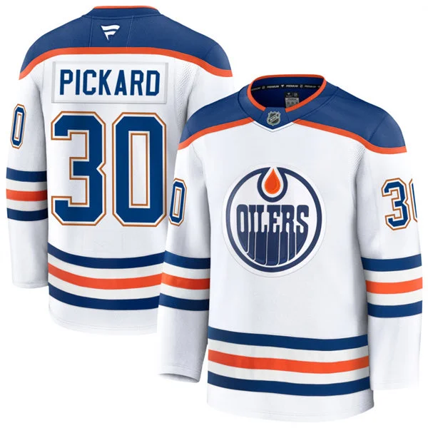 Men's Edmonton Oilers #30 Calvin Pickard Fanatics Away White Jersey
